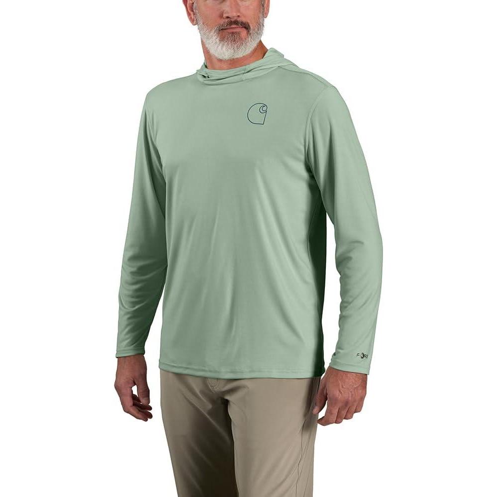 imageCarhartt Mens Force Sun Defender Lightweight LongSleeve Hooded Logo Graphic TShirtPatina