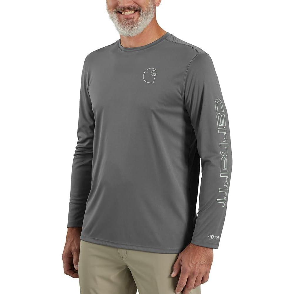 imageCarhartt Mens Force Sun Defender Lightweight LongSleeve Logo Graphic TShirtSteel