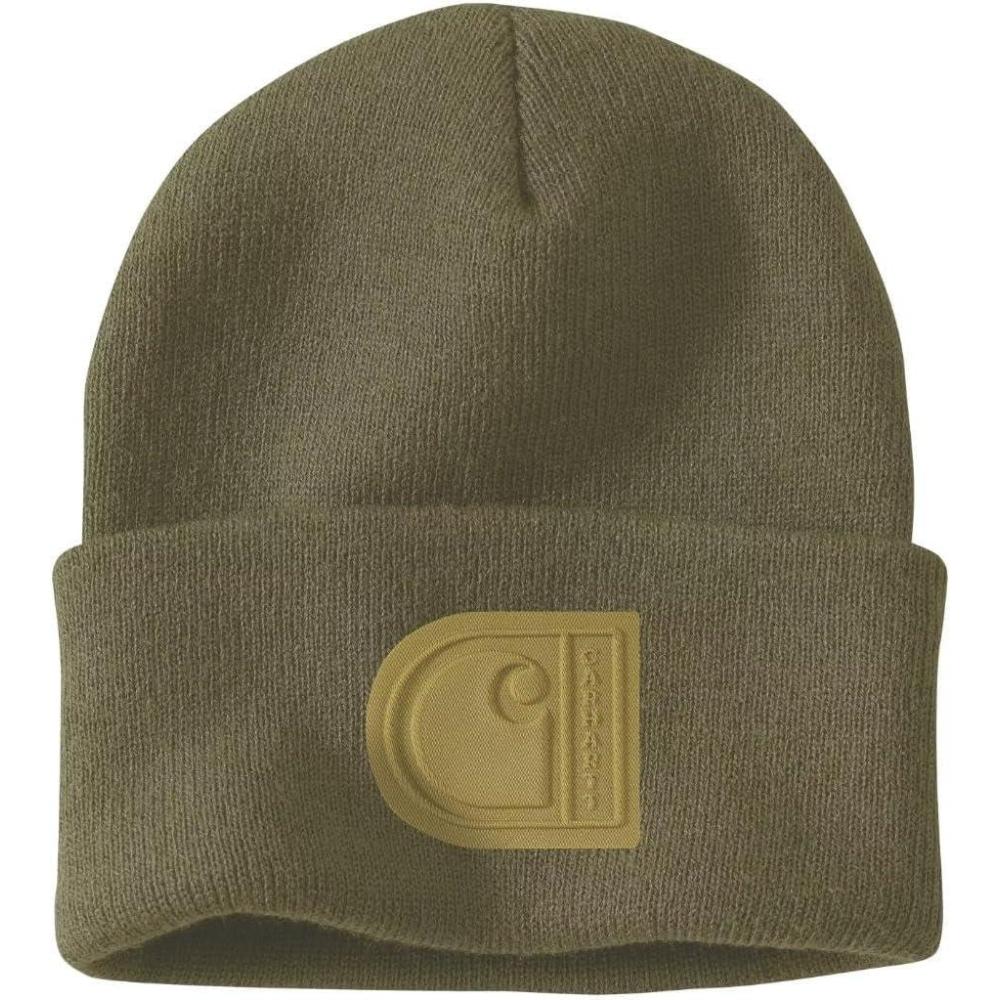 imageCarhartt Mens Knit Cuffed C Patch BeanieDark Bronzed Green