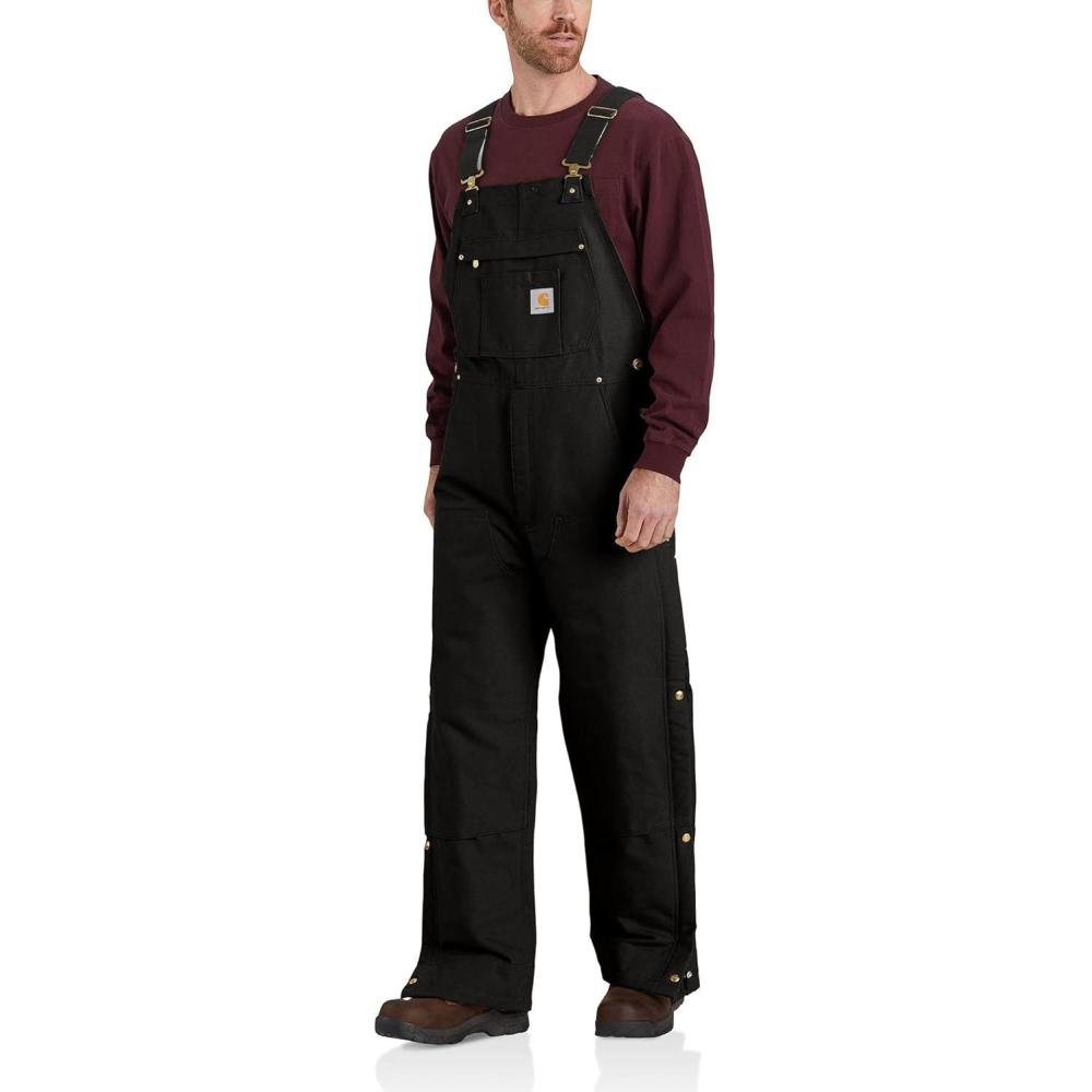 imageCarhartt Mens Loose Fit Firm Duck Insulated Bib OverallBlack