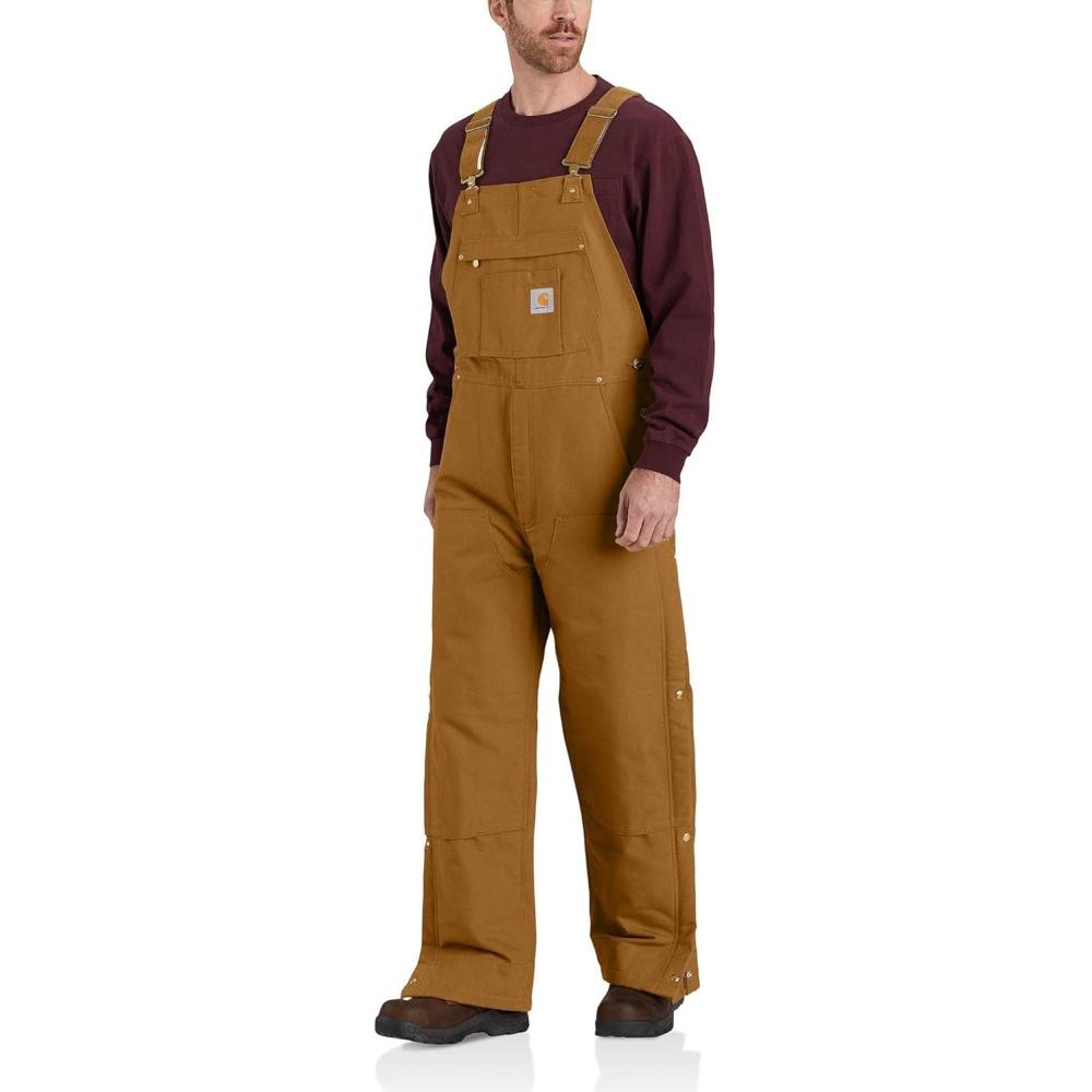 imageCarhartt Mens Loose Fit Firm Duck Insulated Bib OverallCarhartt Brown