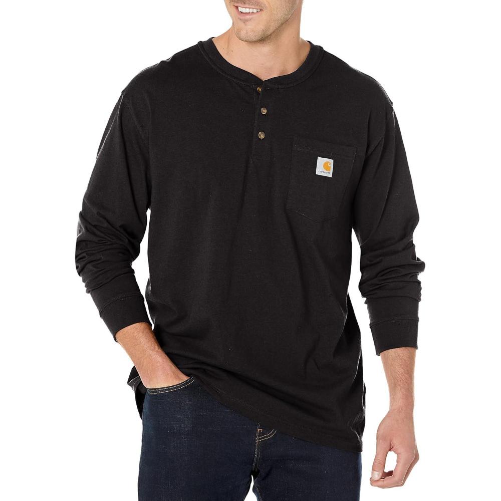 imageCarhartt Mens Loose Fit Heavyweight LongSleeve Pocket Henley TShirtBlack