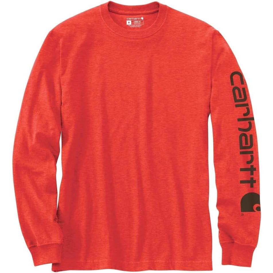 imageCarhartt Mens Loose Fit Heavyweight Longsleeve Logo Sleeve Graphic TshirtVariegated Currant