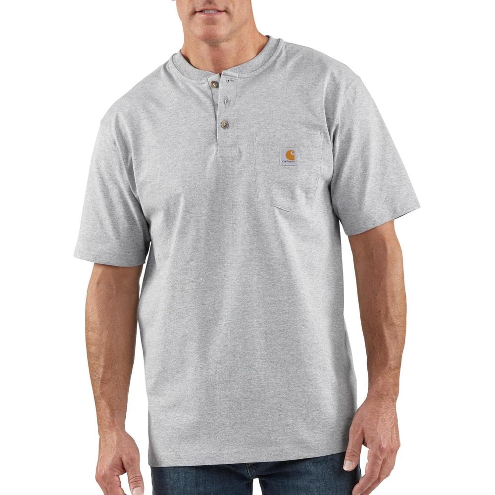 imageCarhartt Mens Loose Fit Heavyweight ShortSleeve Pocket Henley TShirtHeather Grey