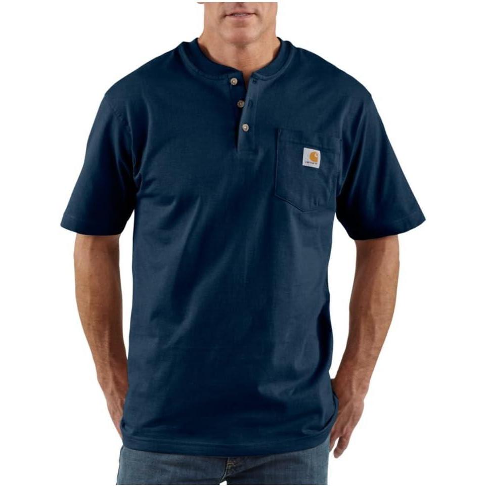 imageCarhartt Mens Loose Fit Heavyweight ShortSleeve Pocket Henley TShirtNavy