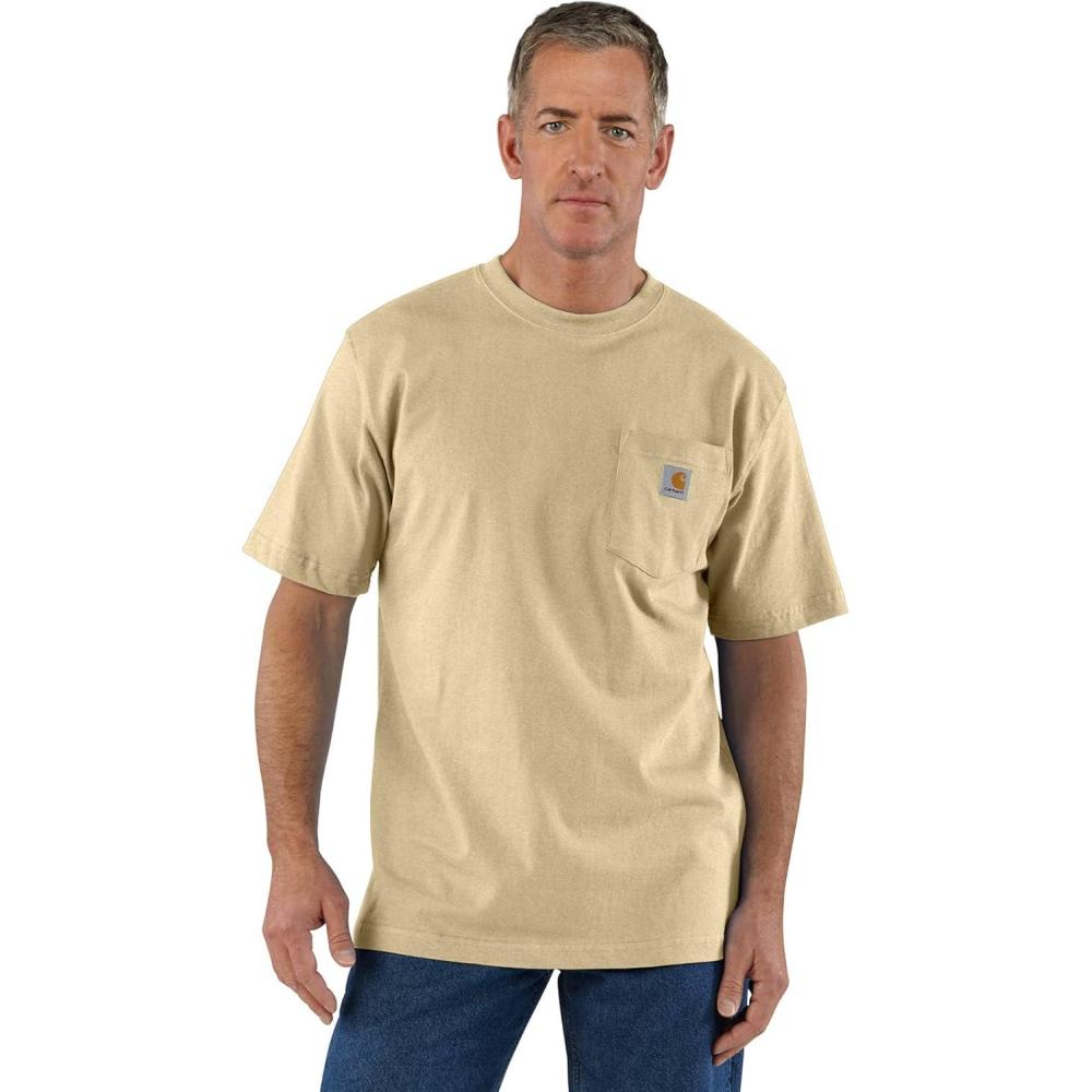 imageCarhartt Mens Loose Fit Heavyweight ShortSleeve Pocket TShirtBeach Heather