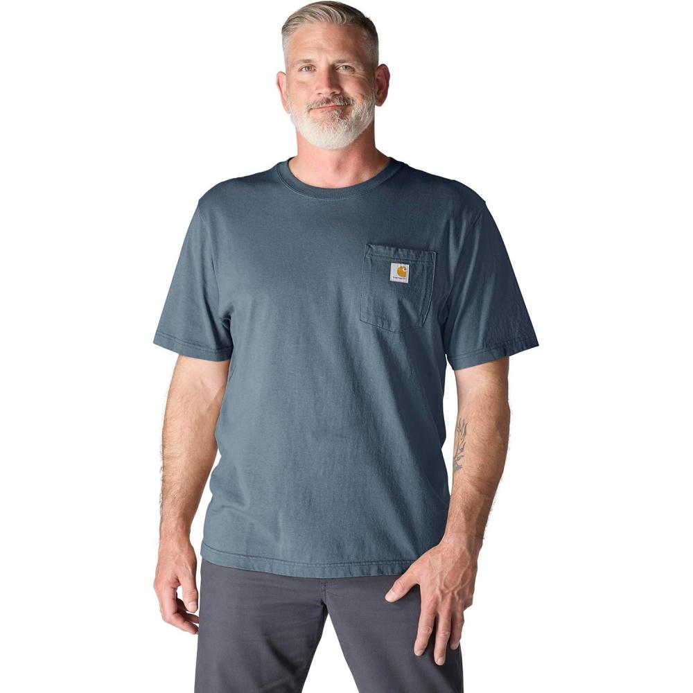 imageCarhartt Mens Loose Fit Heavyweight ShortSleeve Pocket TShirtBluestone