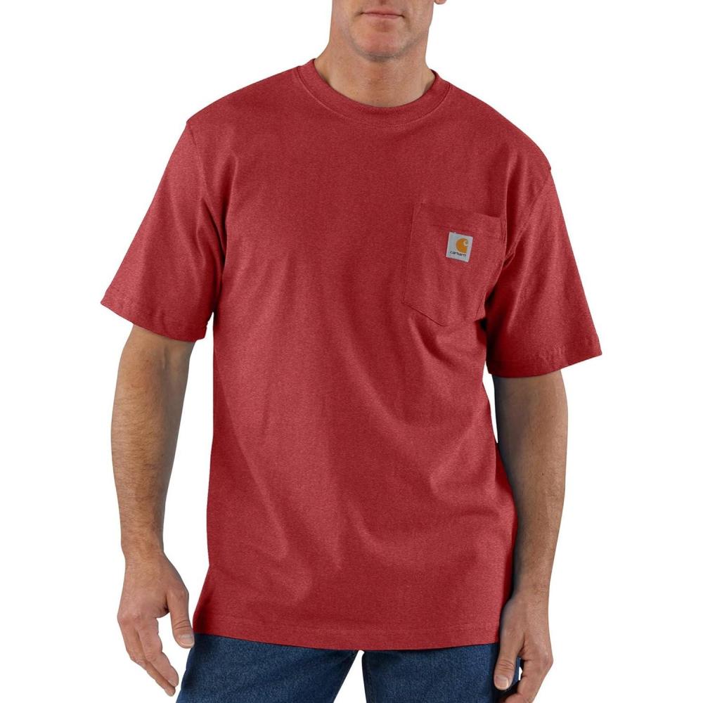 imageCarhartt Mens Loose Fit Heavyweight ShortSleeve Pocket TShirtCrabapple Heather