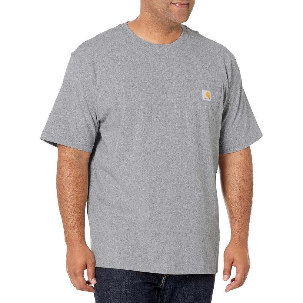 imageCarhartt Mens Loose Fit Heavyweight ShortSleeve Pocket TShirtHeather Grey