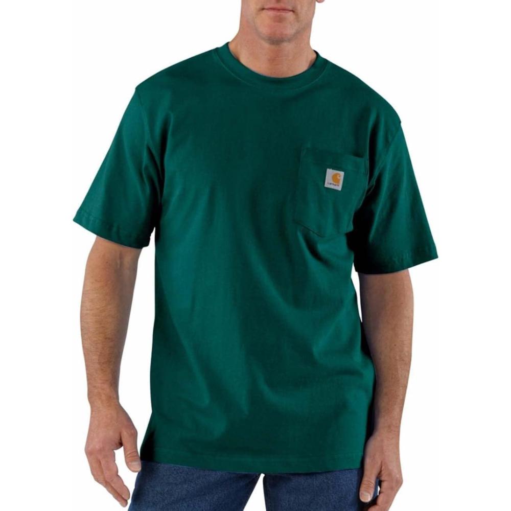 imageCarhartt Mens Loose Fit Heavyweight ShortSleeve Pocket TShirtHunter Green