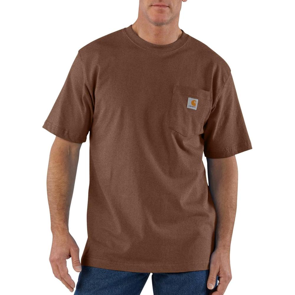 imageCarhartt Mens Loose Fit Heavyweight ShortSleeve Pocket TShirtMocha Heather