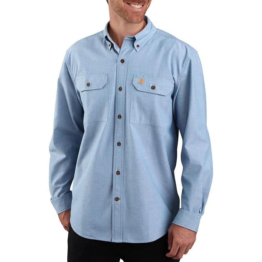 imageCarhartt Mens Loose Fit Midweight Chambray LongSleeve ShirtBlue Chambray