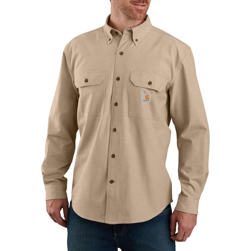 imageCarhartt Mens Loose Fit Midweight Chambray LongSleeve ShirtDark Tan Chambray