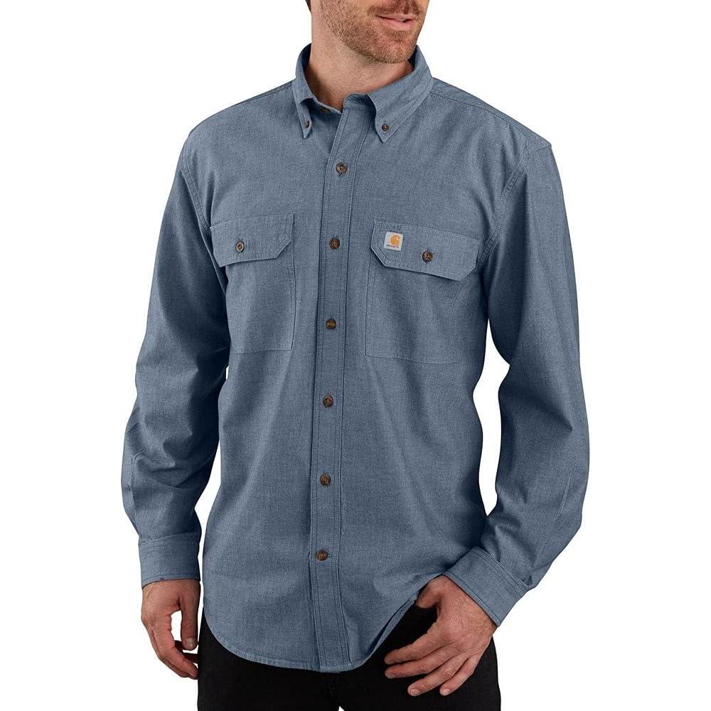 imageCarhartt Mens Loose Fit Midweight Chambray LongSleeve ShirtDenim Blue Chambray