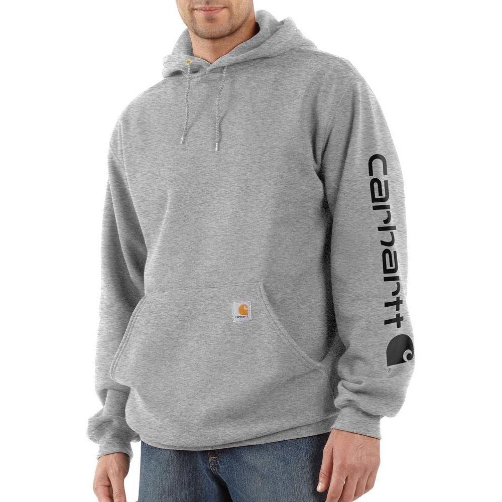imageCarhartt Mens Loose Fit Midweight Logo Sleeve Graphic SweatshirtHeather GrayBlack