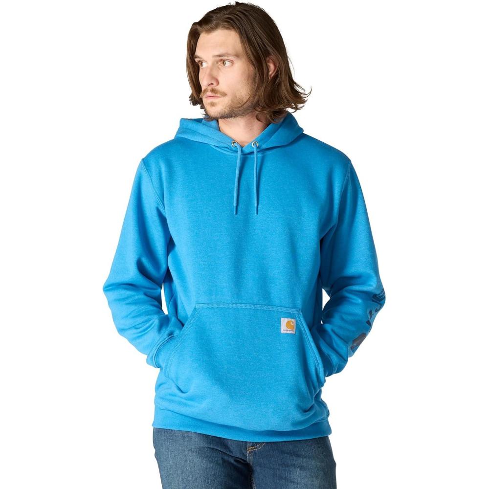 imageCarhartt Mens Loose Fit Midweight Logo Sleeve Graphic SweatshirtHorizon Blue Heather
