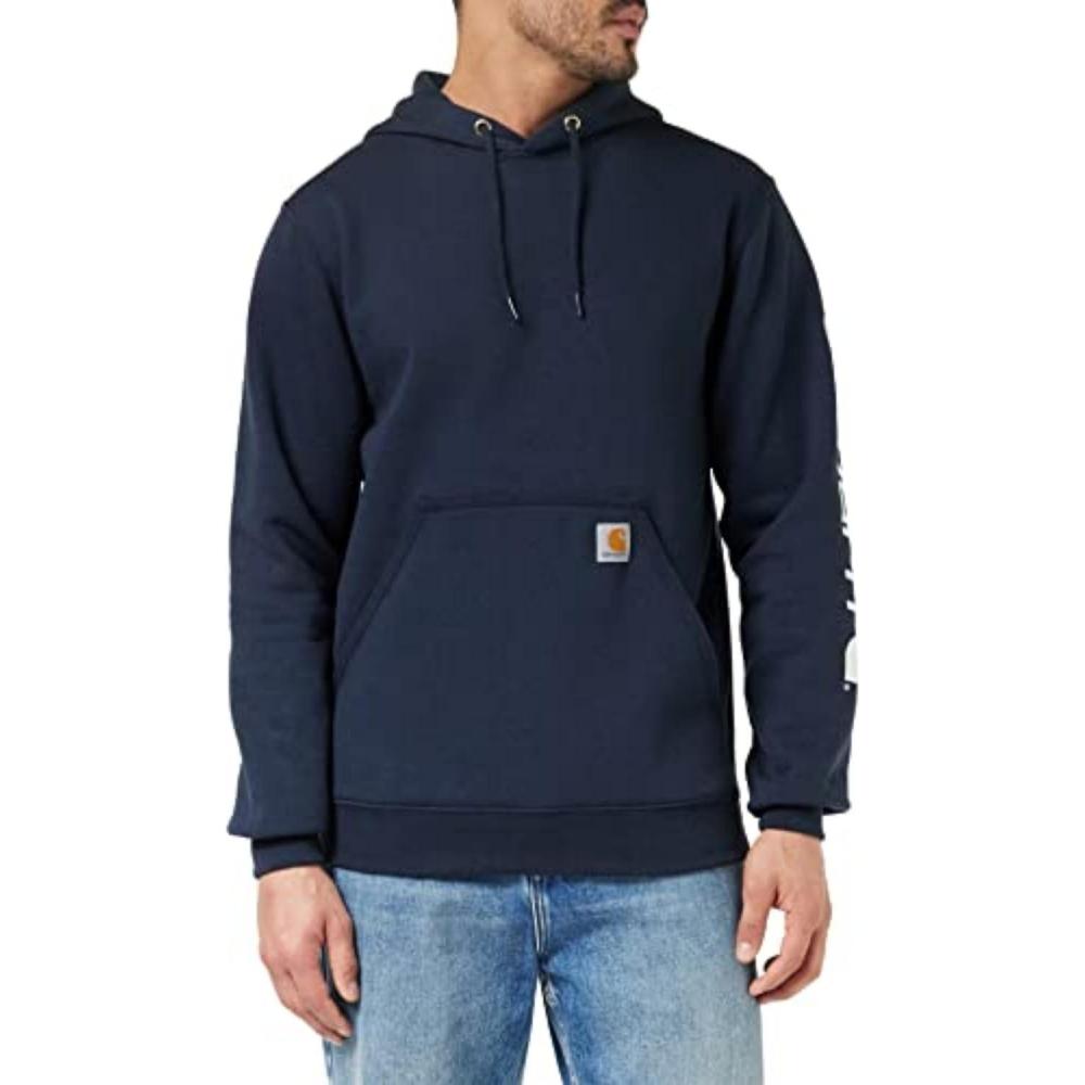 imageCarhartt Mens Loose Fit Midweight Logo Sleeve Graphic SweatshirtNew Navy