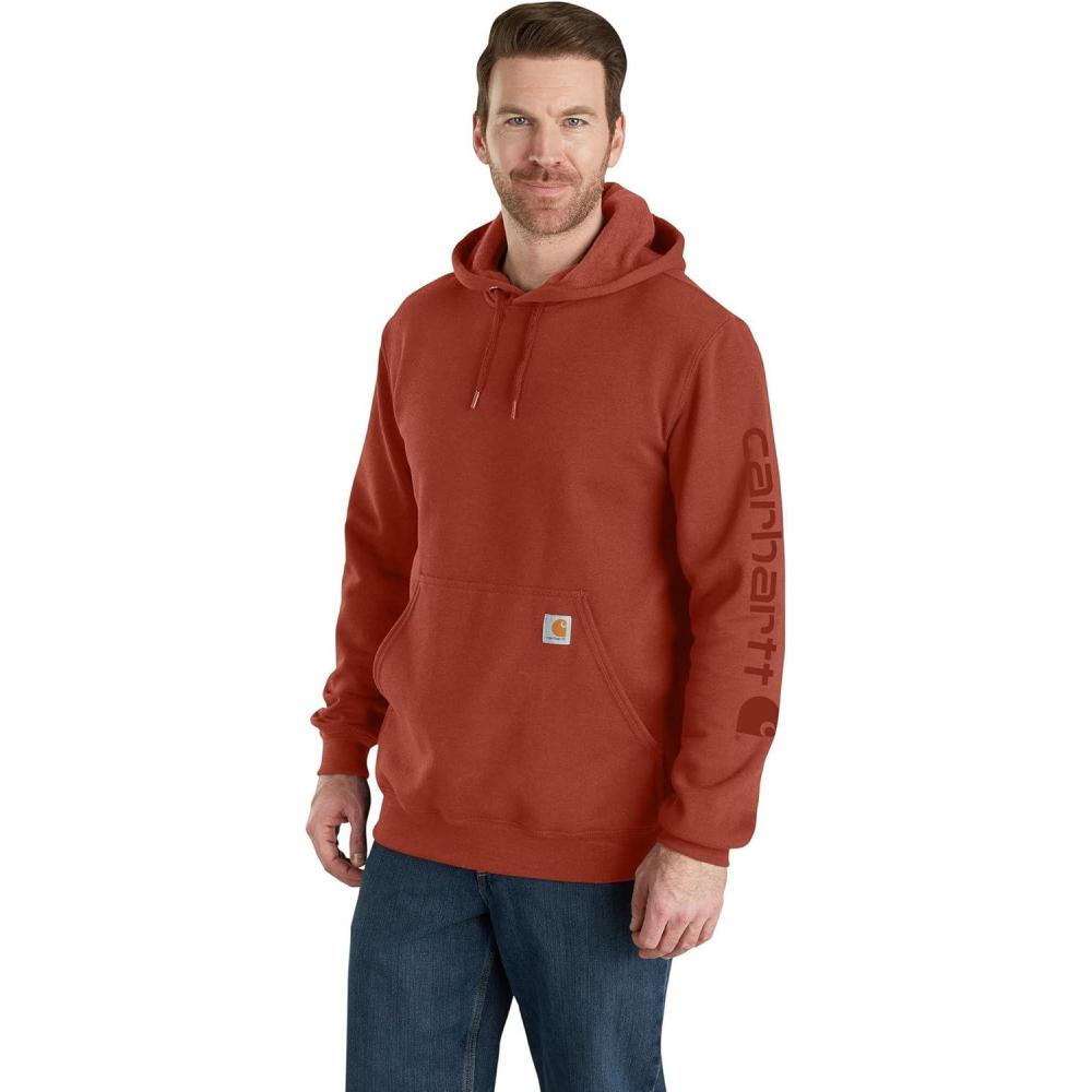 imageCarhartt Mens Loose Fit Midweight Logo Sleeve Graphic SweatshirtSaddle Red