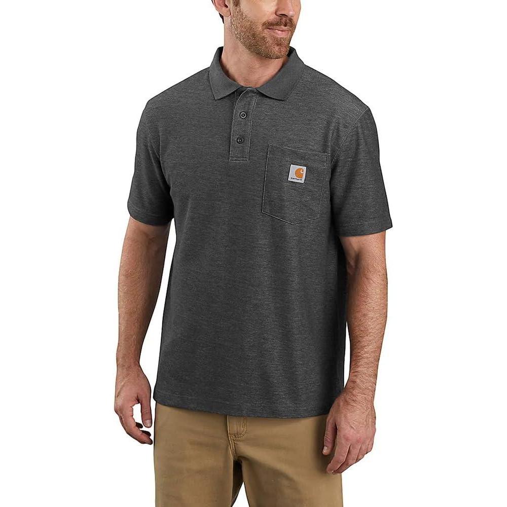 imageCarhartt Mens Loose Fit Midweight ShortSleeve Pocket PoloCarbon Heather