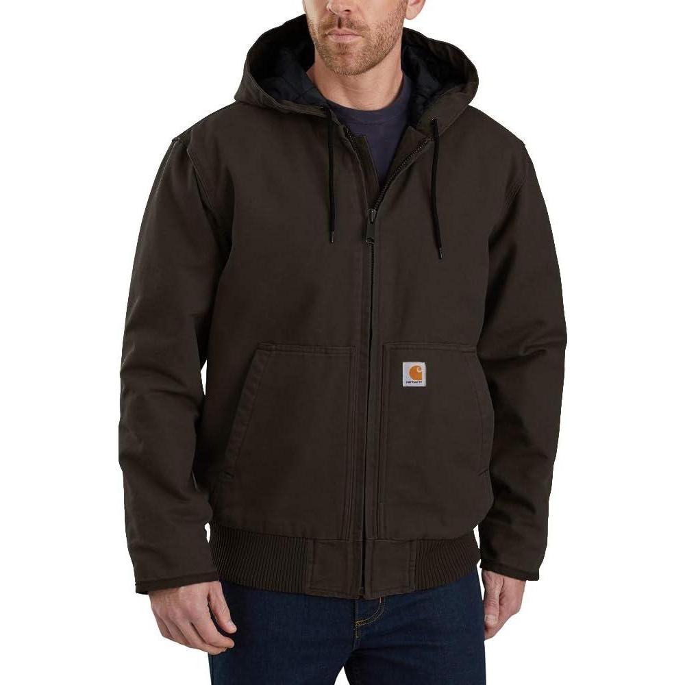 imageCarhartt Mens Loose Fit Washed Duck Insulated Active JacketDark Brown