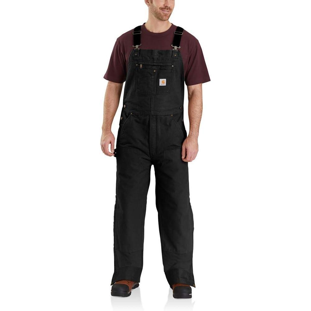 imageCarhartt Mens Loose Fit Washed Duck Insulated Bib OverallBlack