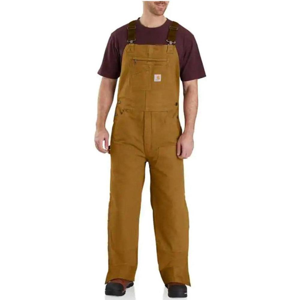 imageCarhartt Mens Loose Fit Washed Duck Insulated Bib OverallCarhartt Brown