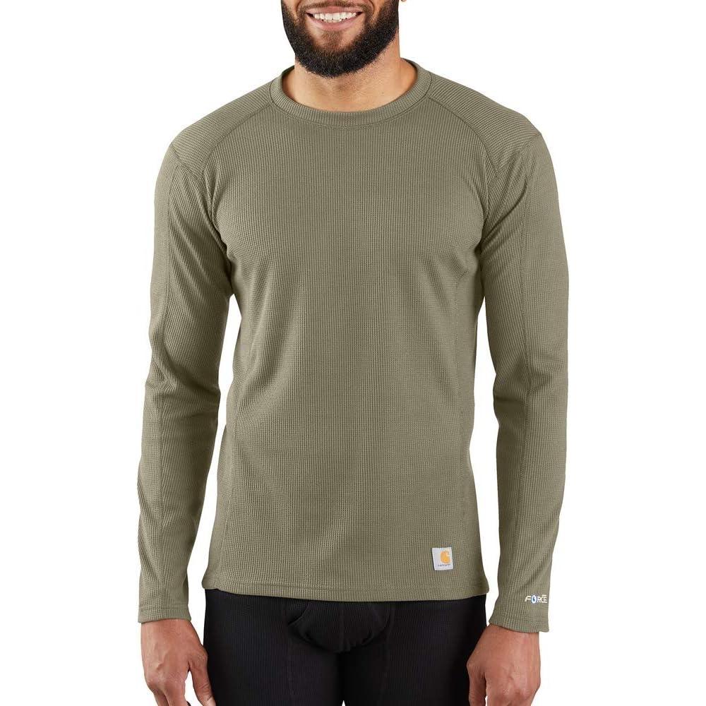 imageCarhartt Mens MBL113 Base Force Midweight Base Layer Classic CrewBurnt Olive