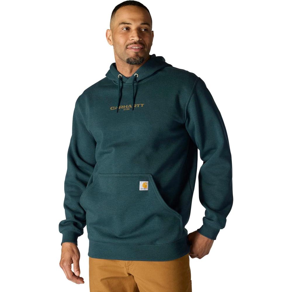 imageCarhartt Mens Rain Defender Loose Fit Midweight 1889 Graphic SweatshirtGreenstone Heather