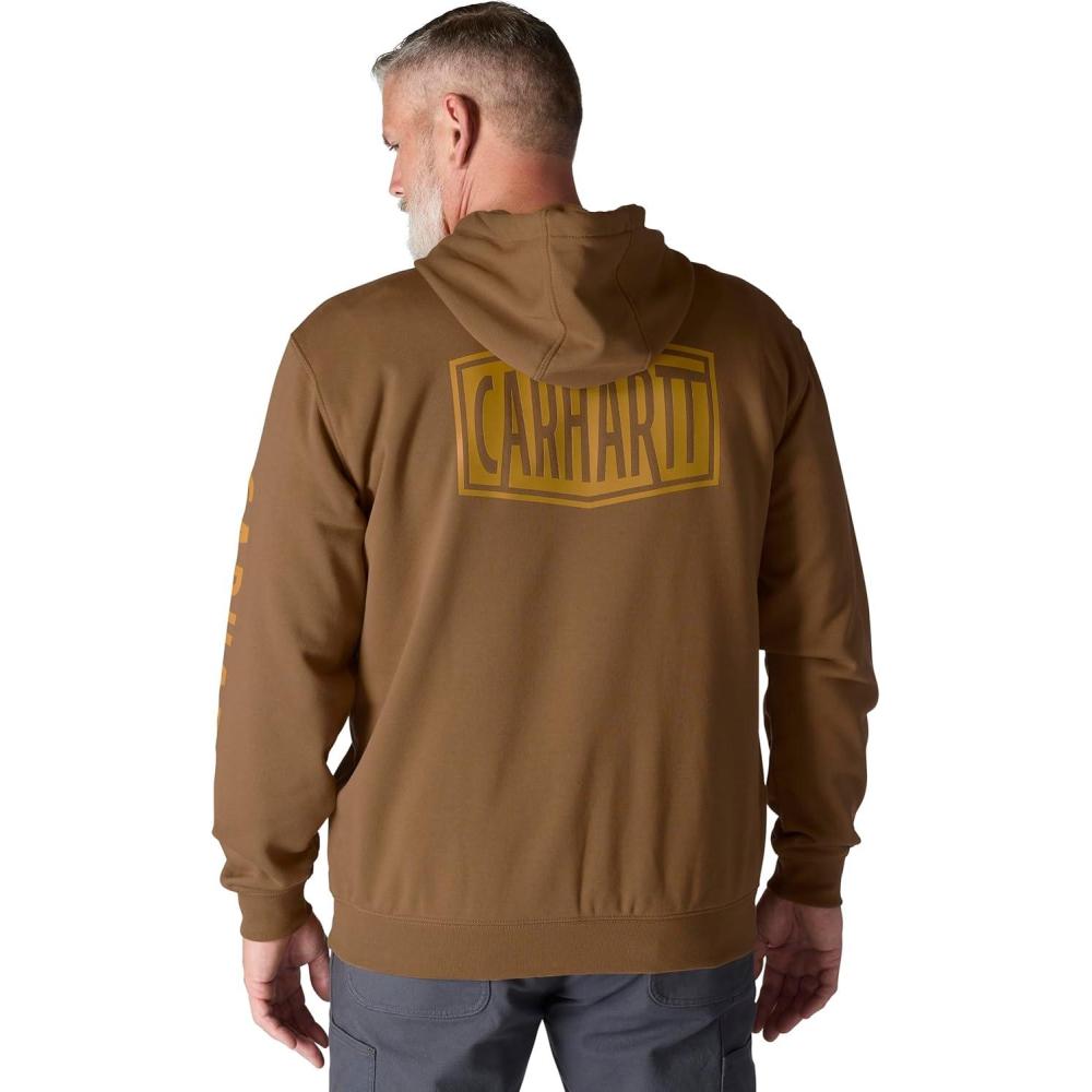 imageCarhartt Mens Rain Defender Loose Fit Midweight Logo Graphic SweatshirtCarhartt Brown