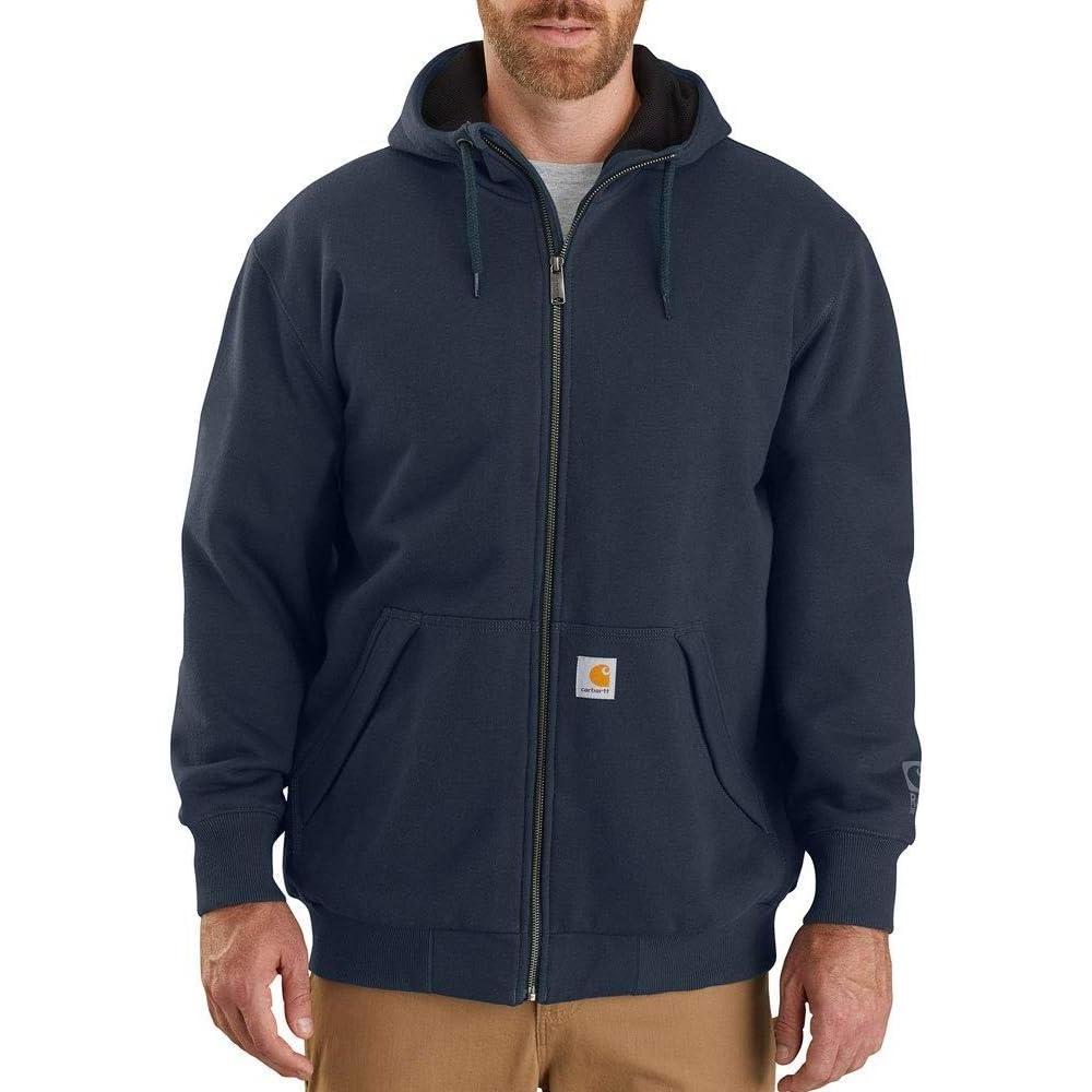 imageCarhartt Mens Rain Defender Loose Fit Midweight ThermalLined FullZip SweatshirtNew Navy