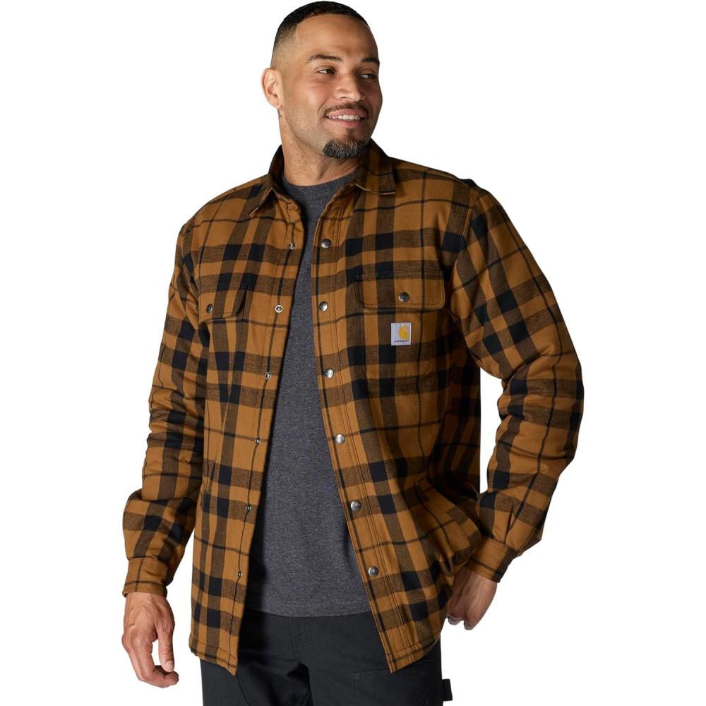 imageCarhartt Mens Relaxed Fit Flannel SherpaLined Shirt JacCarhartt Brown