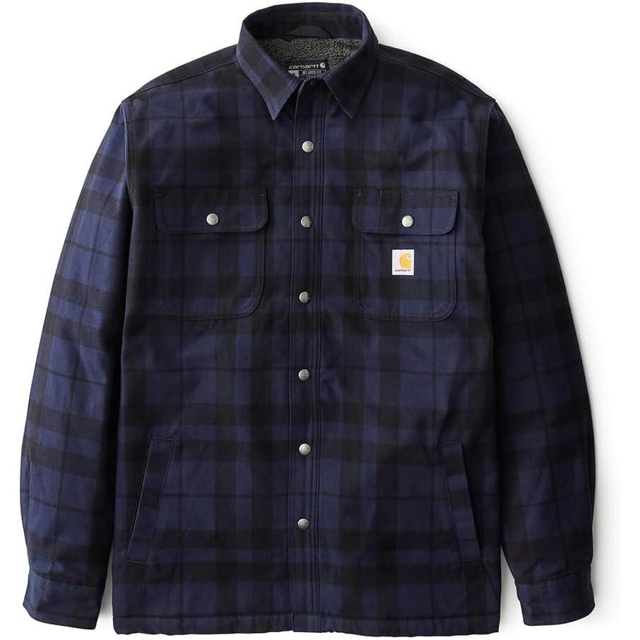 imageCarhartt Mens Relaxed Fit Flannel SherpaLined Shirt JacNavy