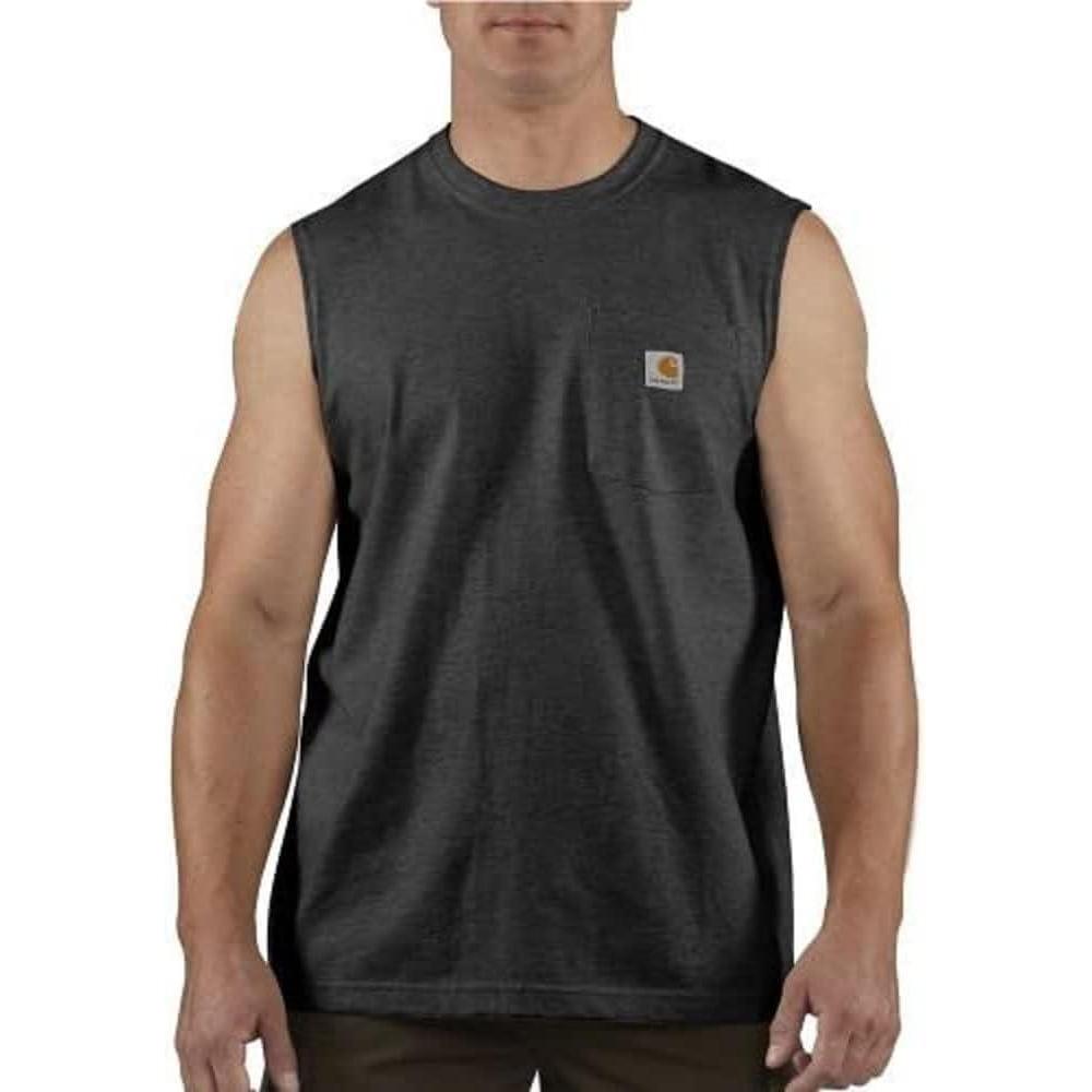 imageCarhartt Mens Relaxed Fit Heavyweight Sleeveless Pocket TShirtBlack