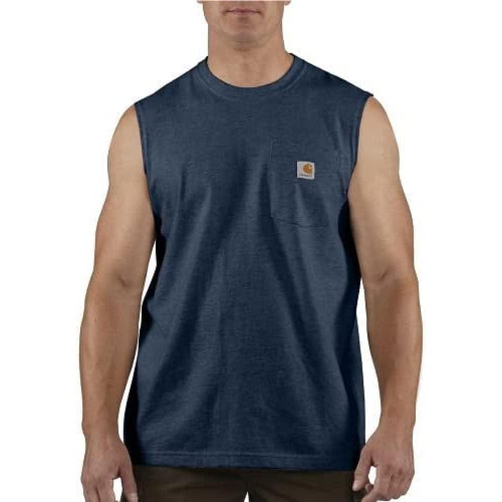 imageCarhartt Mens Relaxed Fit Heavyweight Sleeveless Pocket TShirtNavy
