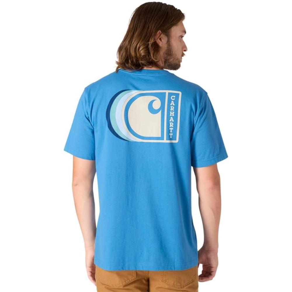 imageCarhartt Mens Relaxed Fit Lightweight ShortSleeve C Back Graphic TShirtHorizon Blue