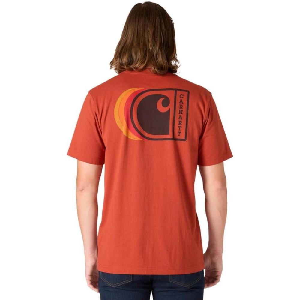 imageCarhartt Mens Relaxed Fit Lightweight ShortSleeve C Back Graphic TShirtSpice Red