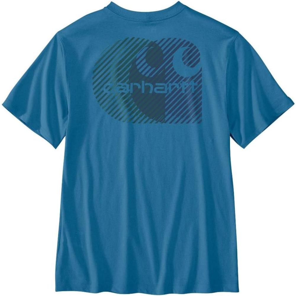imageCarhartt Mens Relaxed Fit Lightweight ShortSleeve C Graphic TShirtHorizon Blue
