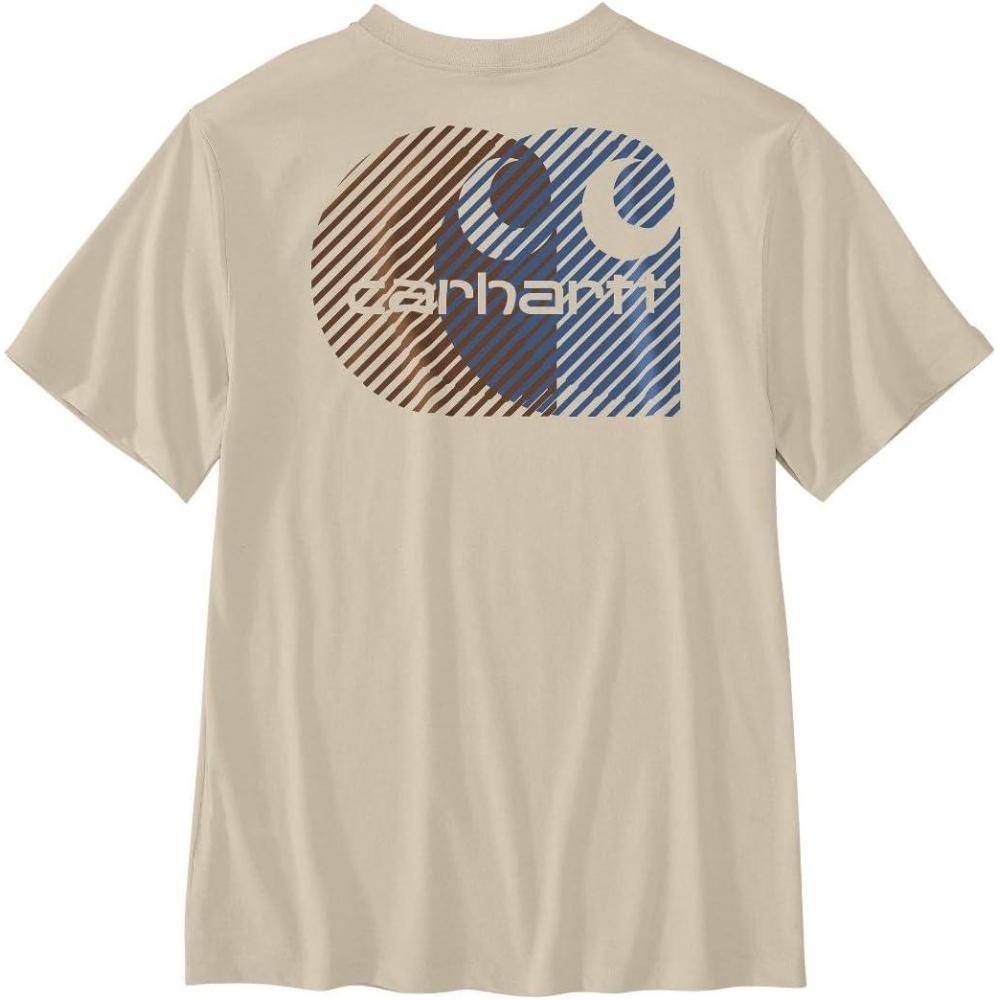 imageCarhartt Mens Relaxed Fit Lightweight ShortSleeve C Graphic TShirtOat Milk