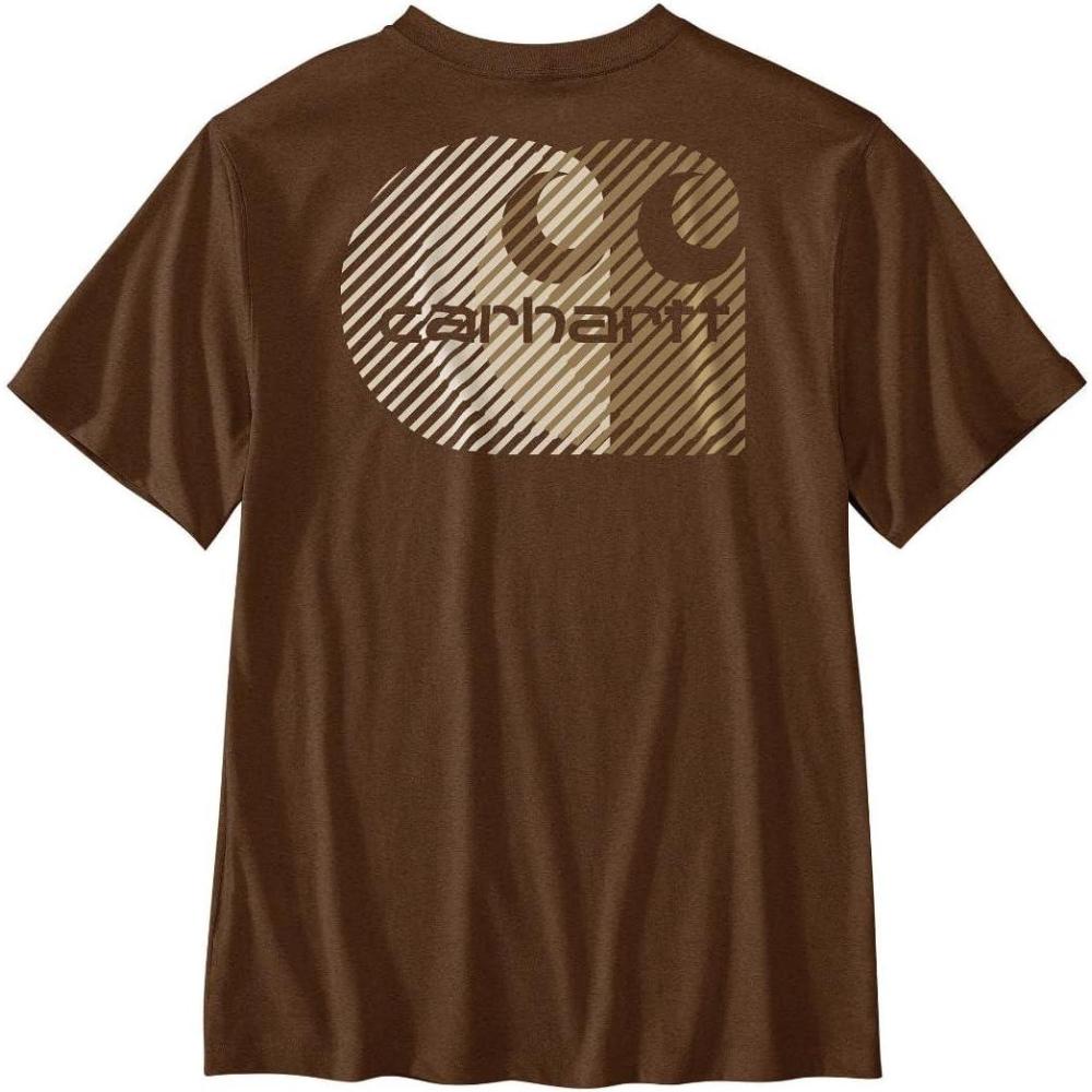 imageCarhartt Mens Relaxed Fit Lightweight ShortSleeve C Graphic TShirtRed Duck Heather