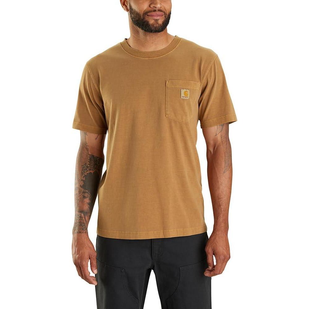 imageCarhartt Mens Relaxed Fit Lightweight ShortSleeve Garment Dyed Pocket TShirtCarhartt Brown