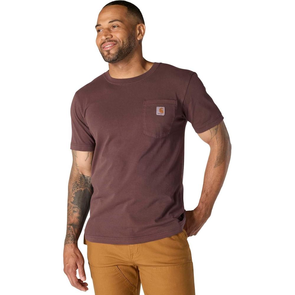 imageCarhartt Mens Relaxed Fit Lightweight ShortSleeve Garment Dyed Pocket TShirtDark Sepia