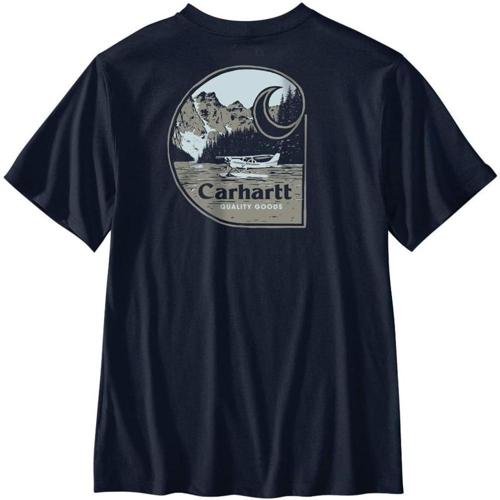 imageCarhartt Mens Relaxed Fit Lightweight ShortSleeve Graphic TShirtNavy