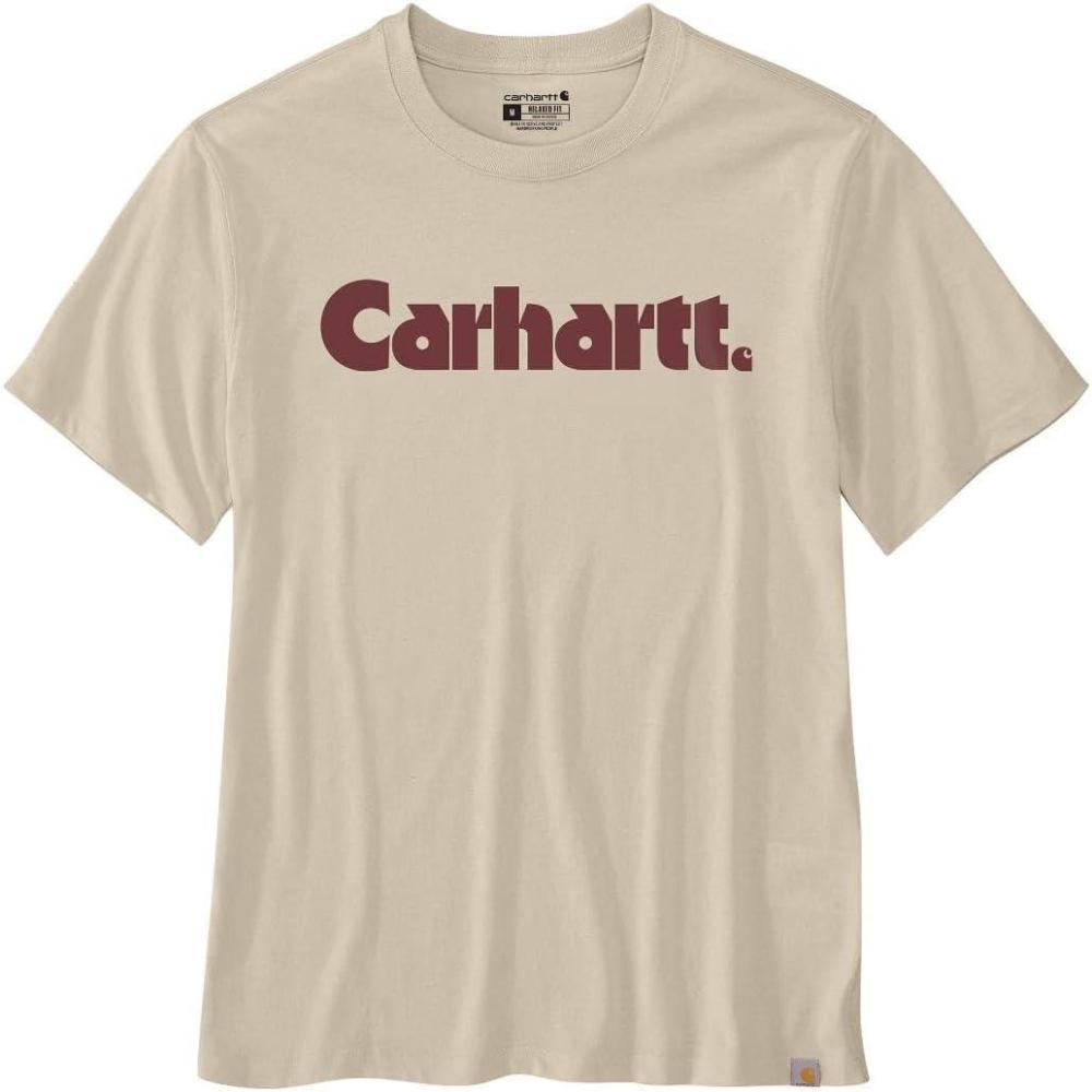 imageCarhartt Mens Relaxed Fit Lightweight ShortSleeve Logo Graphic TShirtOat Milk