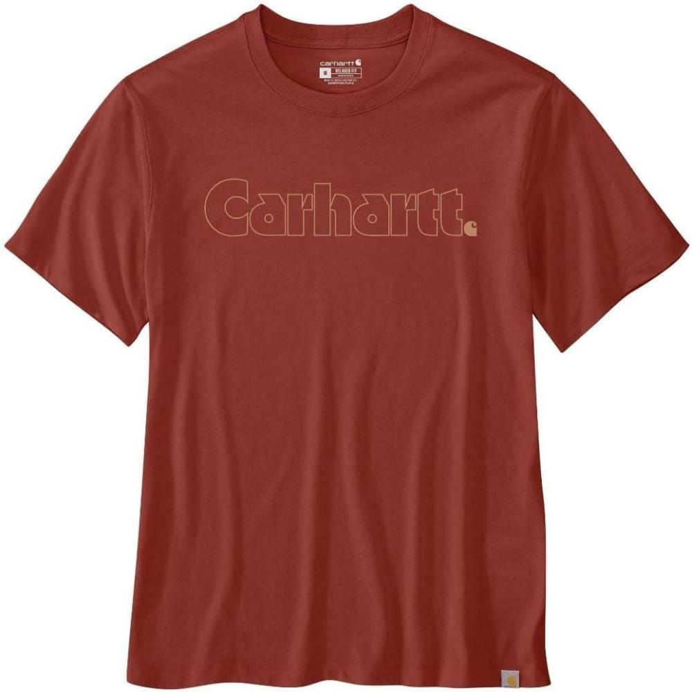 imageCarhartt Mens Relaxed Fit Lightweight ShortSleeve Logo Graphic TShirtSpice Red