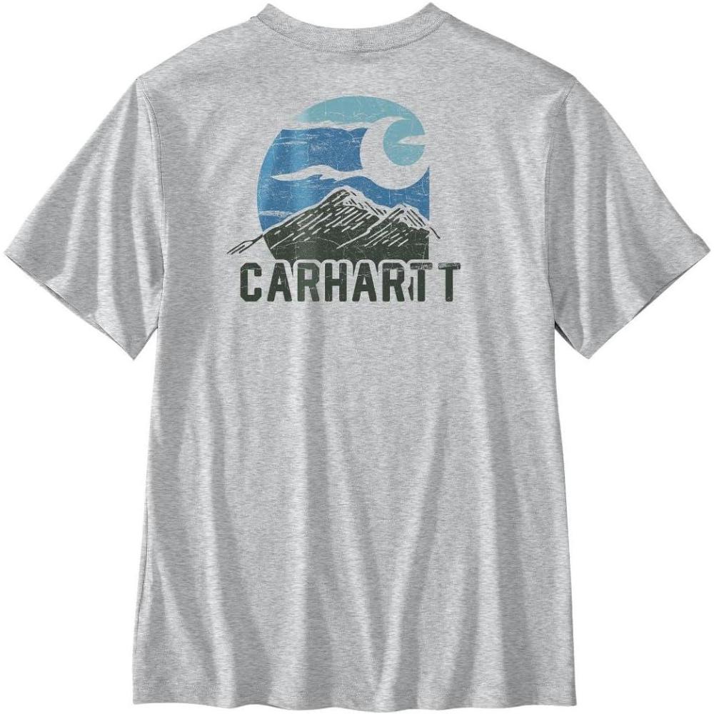 imageCarhartt Mens Relaxed Fit Lightweight ShortSleeve Plane Mountain TShirtHeather Gray