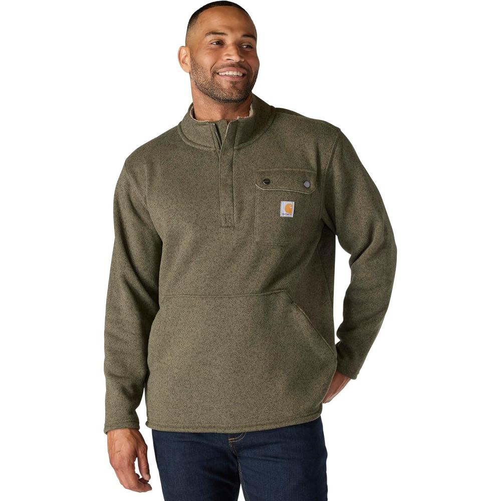 imageCarhartt Mens Relaxed Fit Midweight QuarterZip Pocket Sweater FleeceDusty Olive