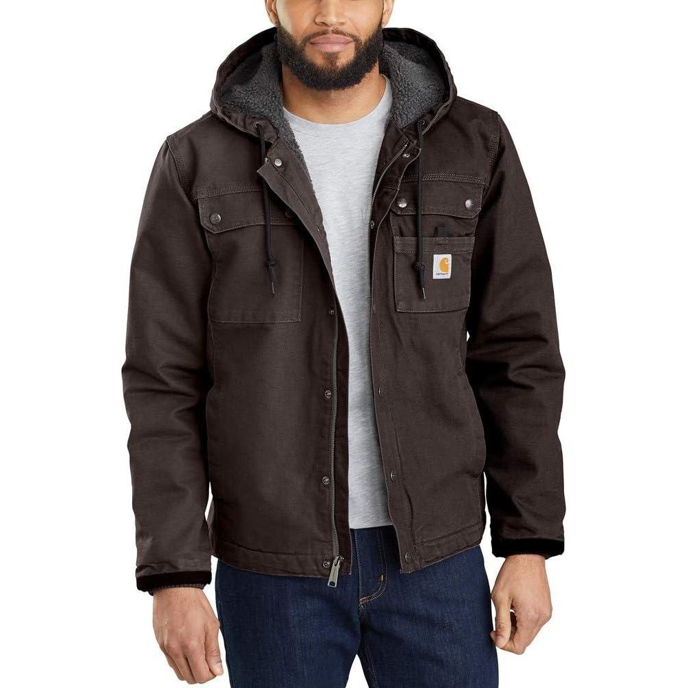 imageCarhartt Mens Relaxed Fit Washed Duck SherpaLined Utility JacketDark Brown