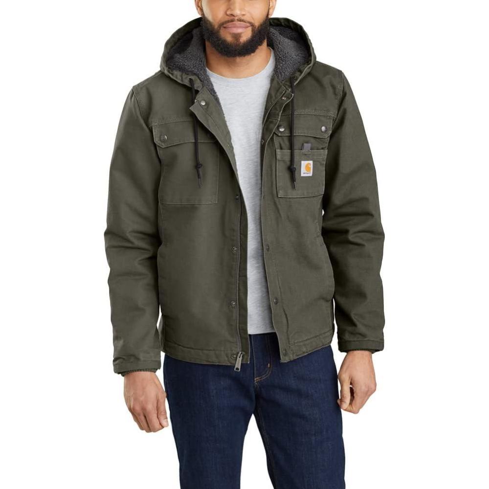 imageCarhartt Mens Relaxed Fit Washed Duck SherpaLined Utility JacketMoss