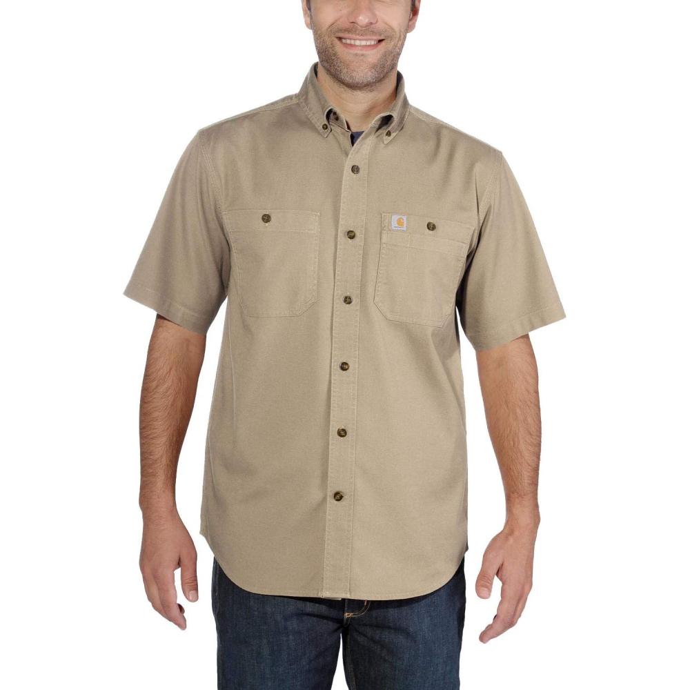imageCarhartt Mens Rugged Flex Relaxed Fit Midweight Canvas ShortSleeve ShirtDark Khaki
