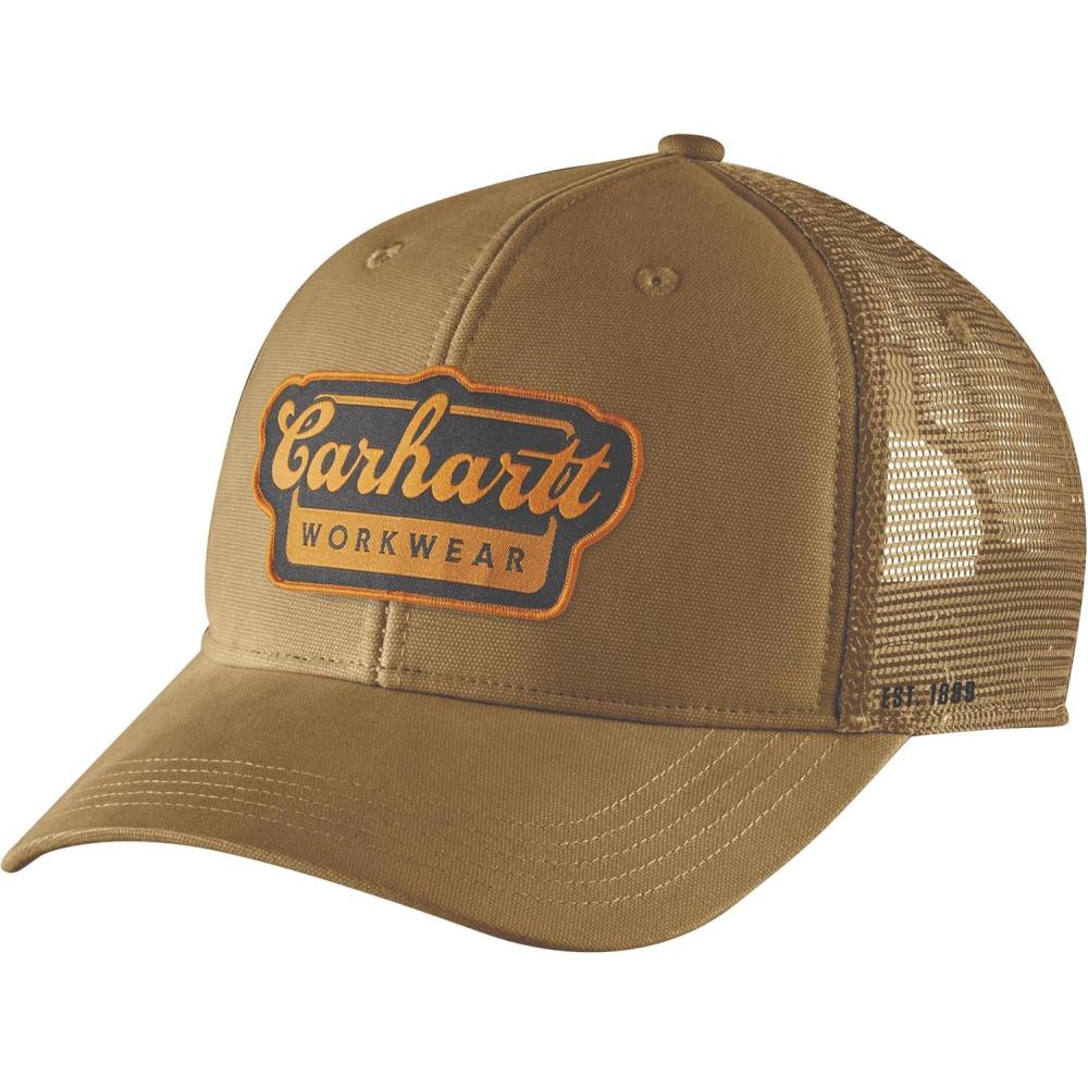 imageCarhartt Mens Rugged Flex Twill MeshBack Script Patch CapGolden Grass